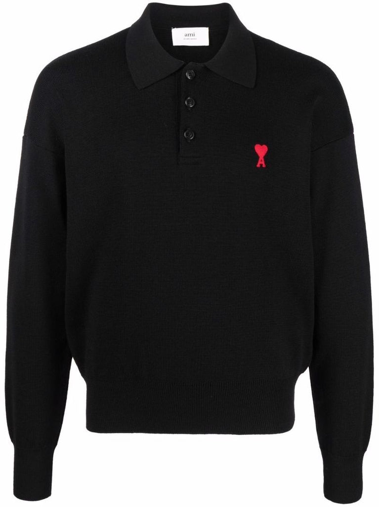 Black Ami De Coeur Wool Polo Shirt