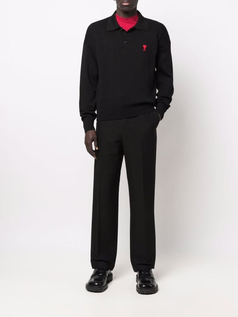 Black Ami De Coeur Wool Polo Shirt