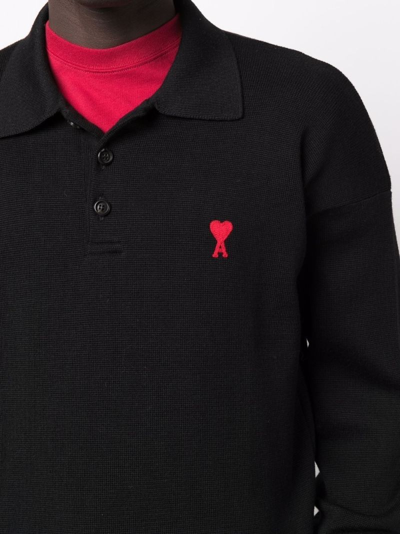 Black Ami De Coeur Wool Polo Shirt