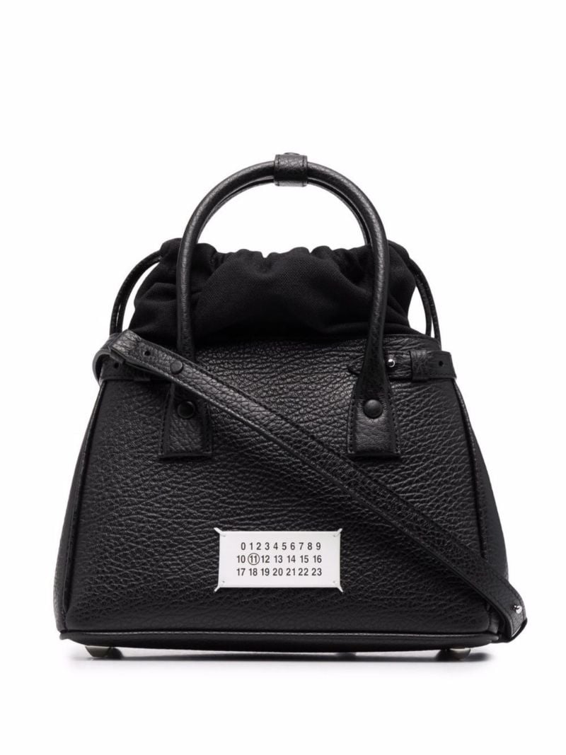 Black 5ac Small Leather Drawstring Bag