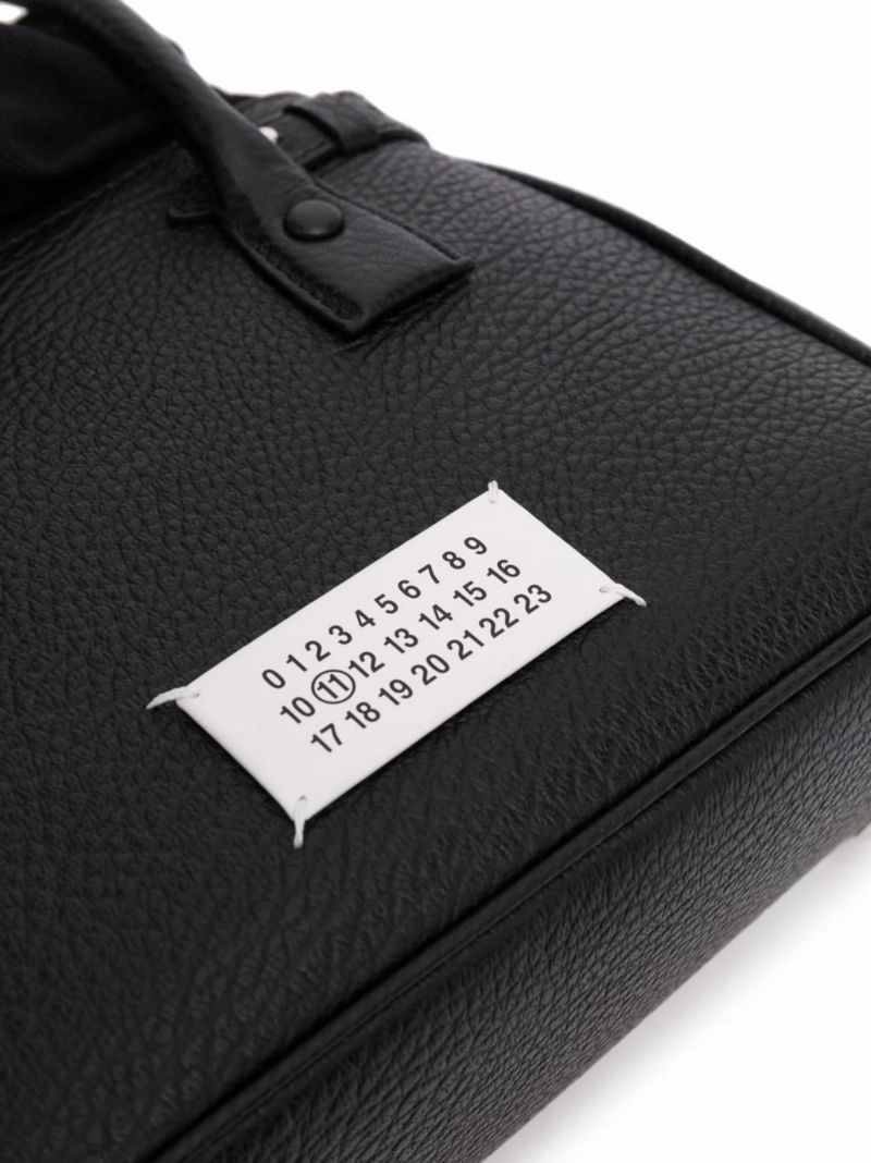Black 5ac Small Leather Drawstring Bag