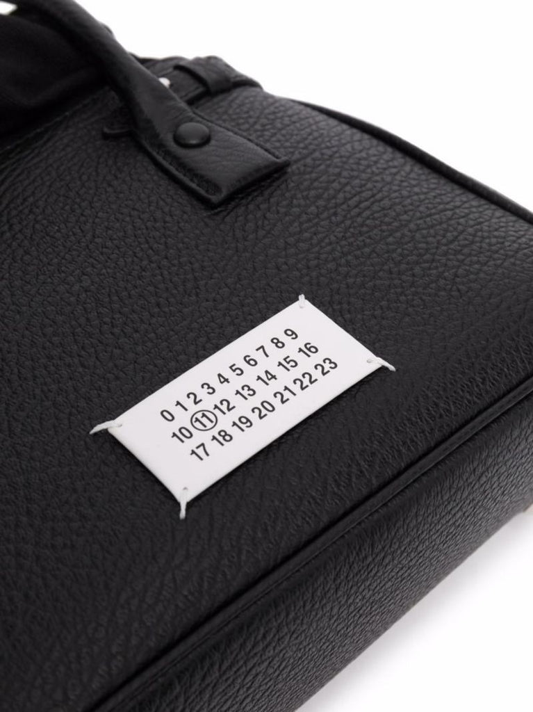 Black 5ac Small Leather Drawstring Bag