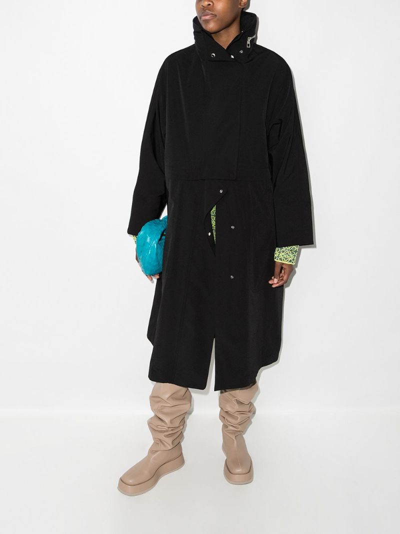 Black Convertible Hooded Parka Coat