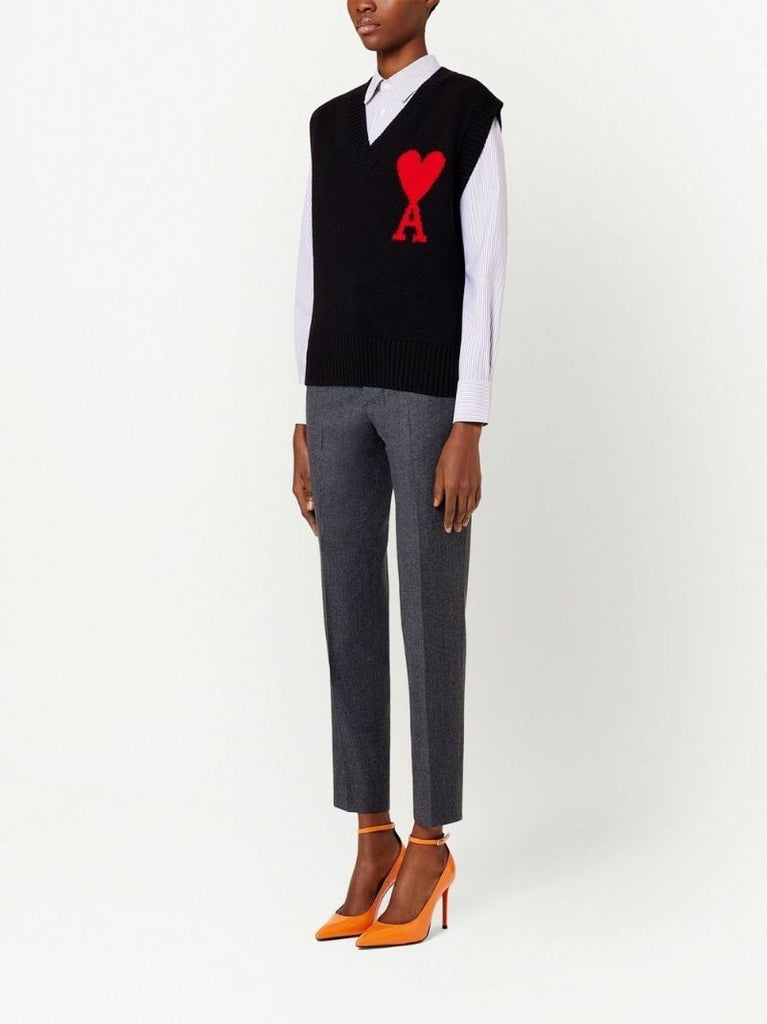 Black Logo-intarsia Vest