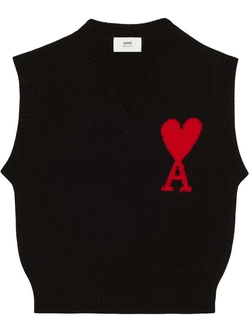 Black Logo-intarsia Vest