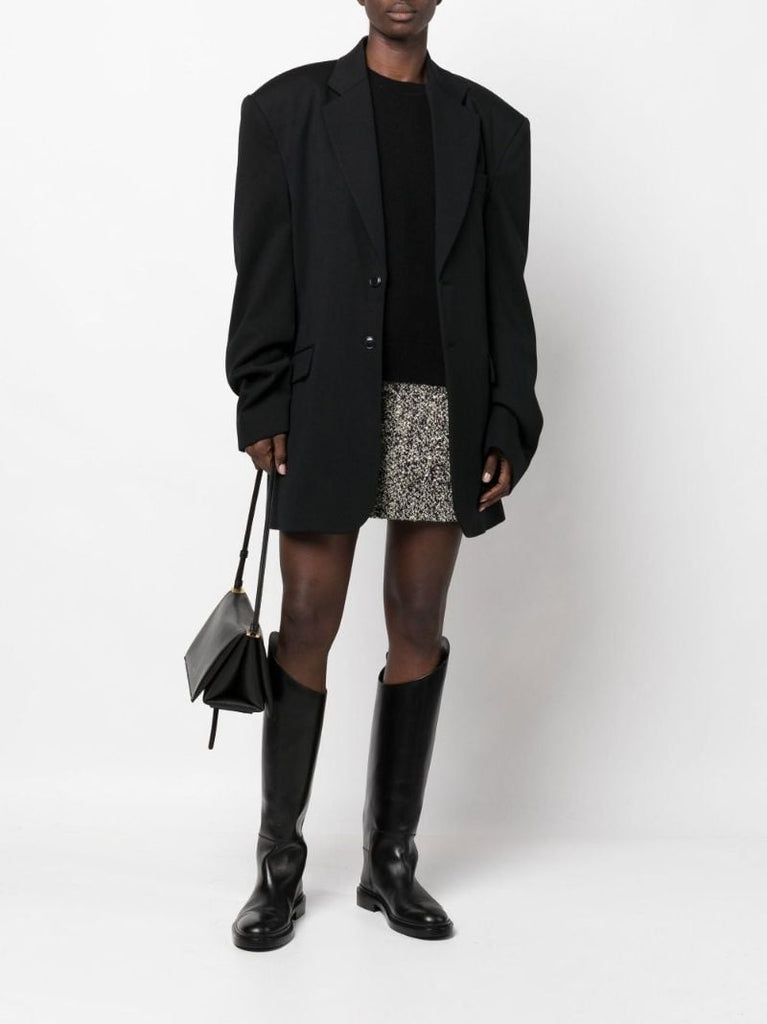 Black High Rise BouclÃ_x0083_Â© Mini Skirt