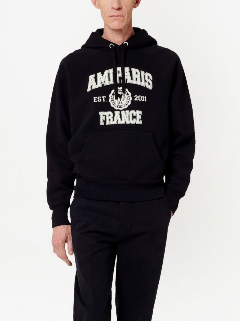 Black Logo Print Hoodie