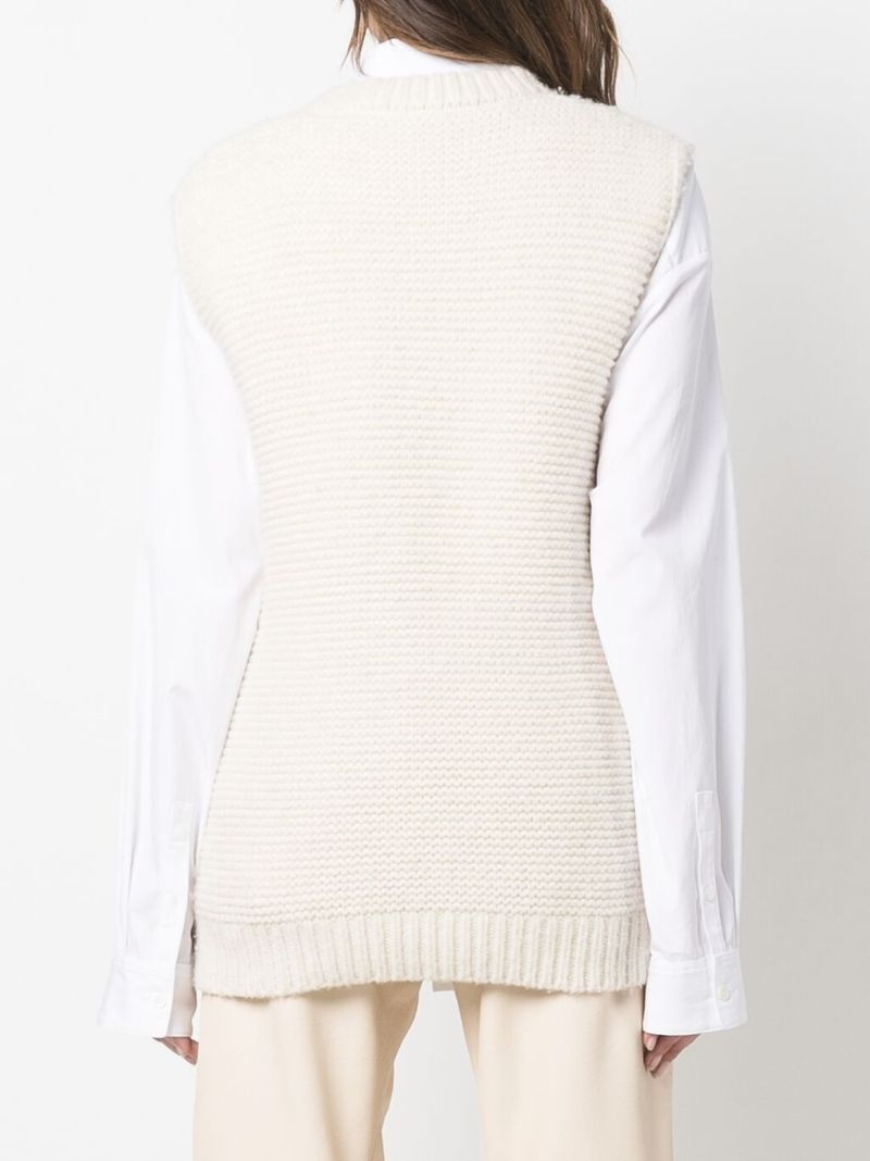 Neutral Sleeveless Knitted Vest