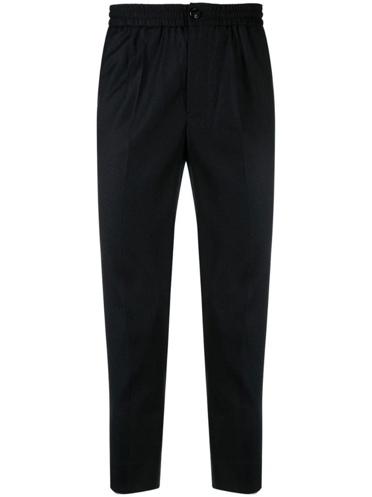 Black Tapered Wool Trousers