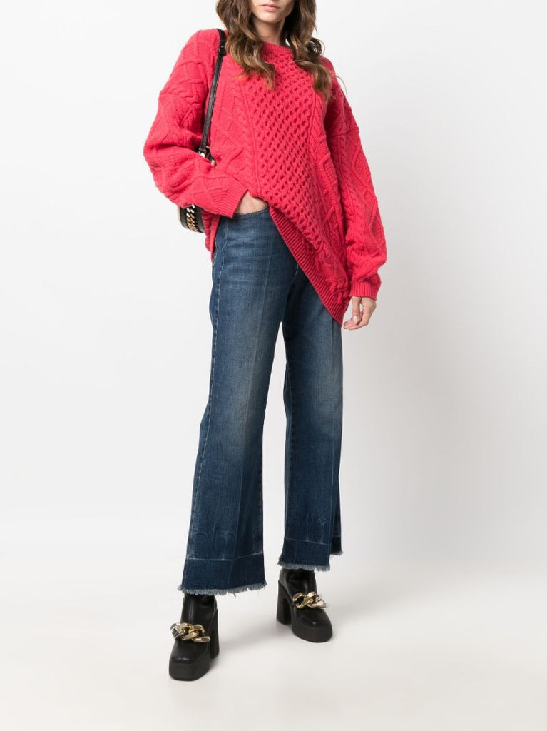 Blue Flared Cropped Jeans