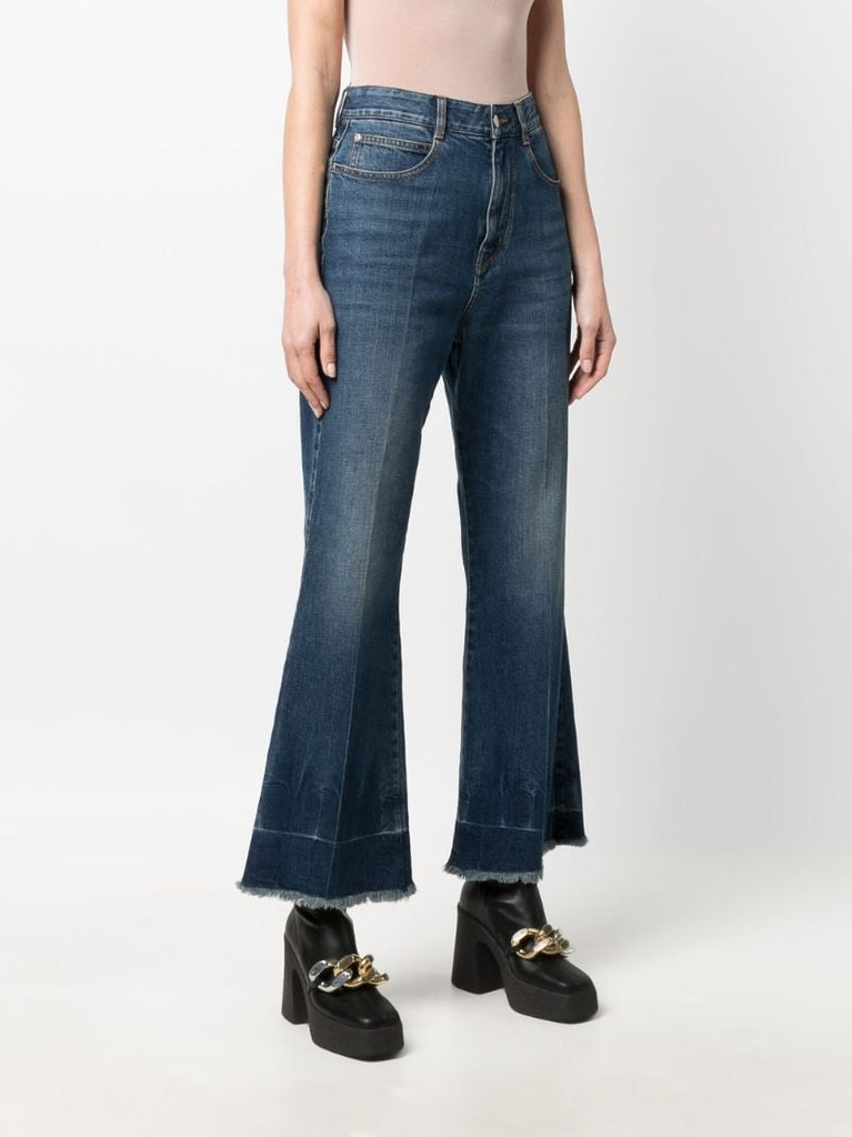 Blue Flared Cropped Jeans