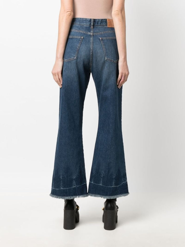 Blue Flared Cropped Jeans