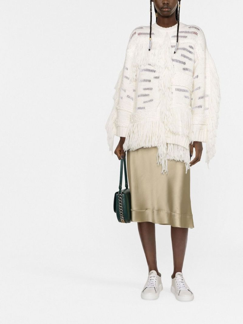 White Textured Wool Knit Sweater