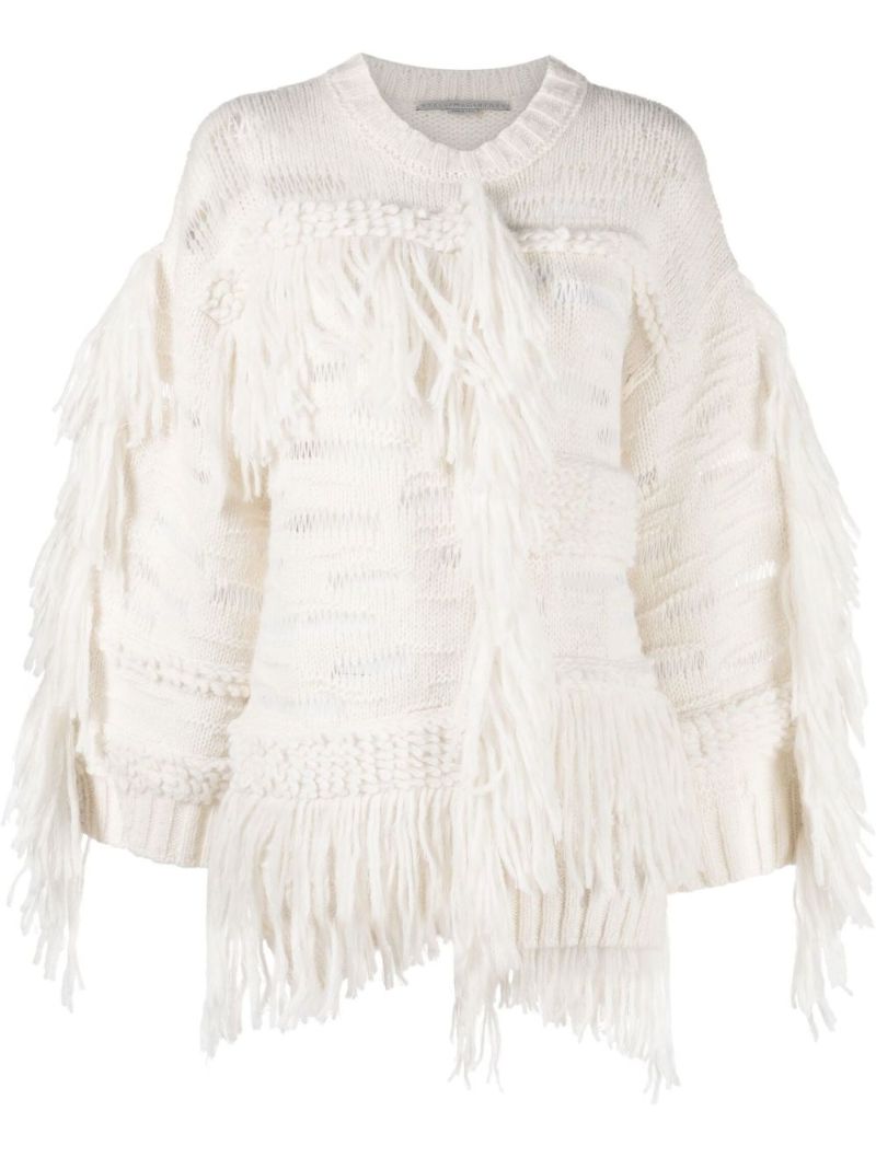White Textured Wool Knit Sweater