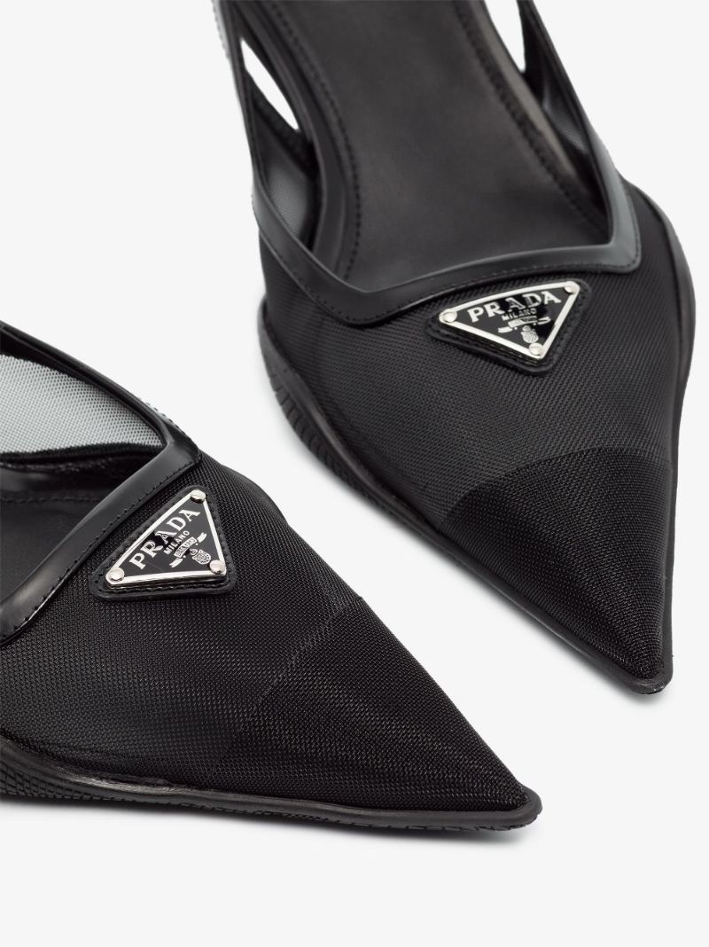 Black 55 Mesh Slingback Pumps