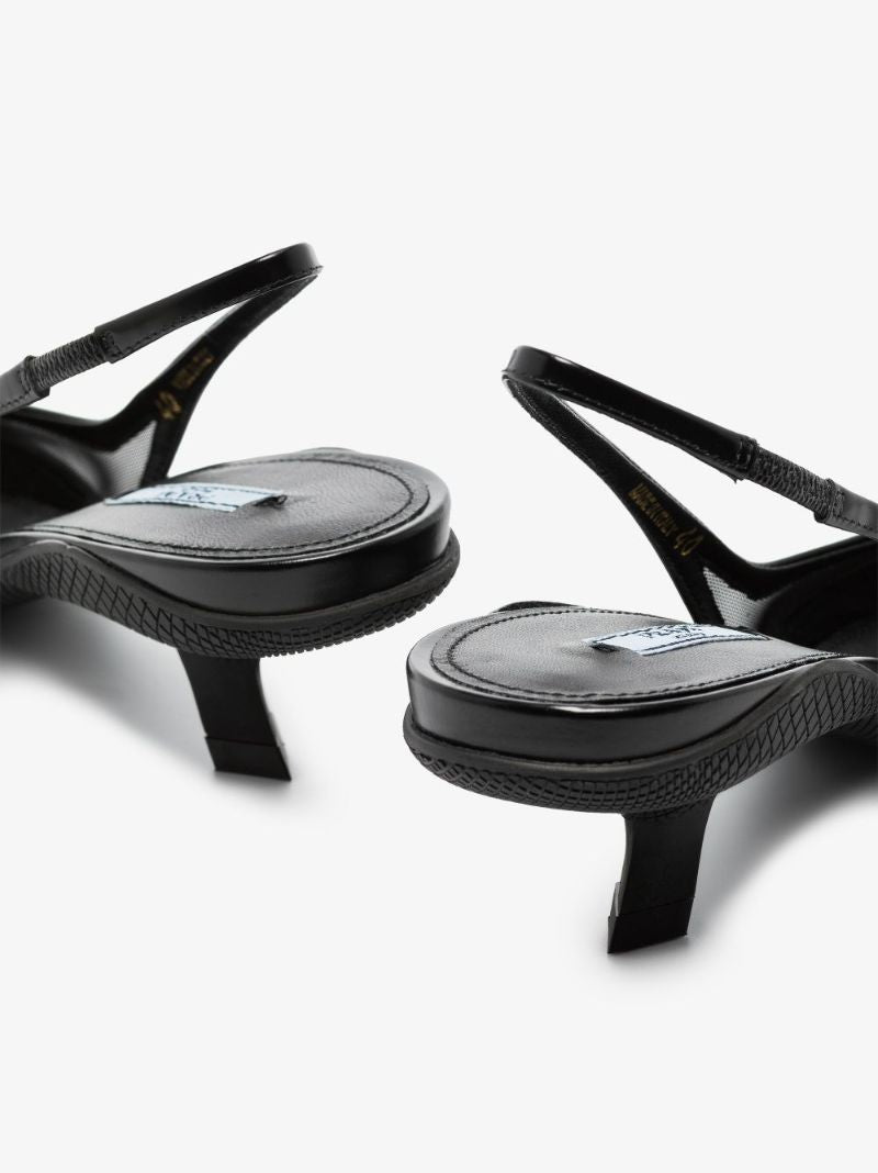 Black 55 Mesh Slingback Pumps