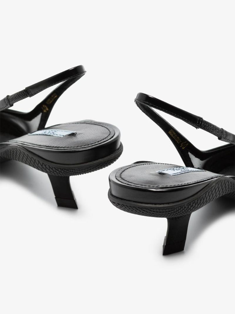Black 55 Mesh Slingback Pumps