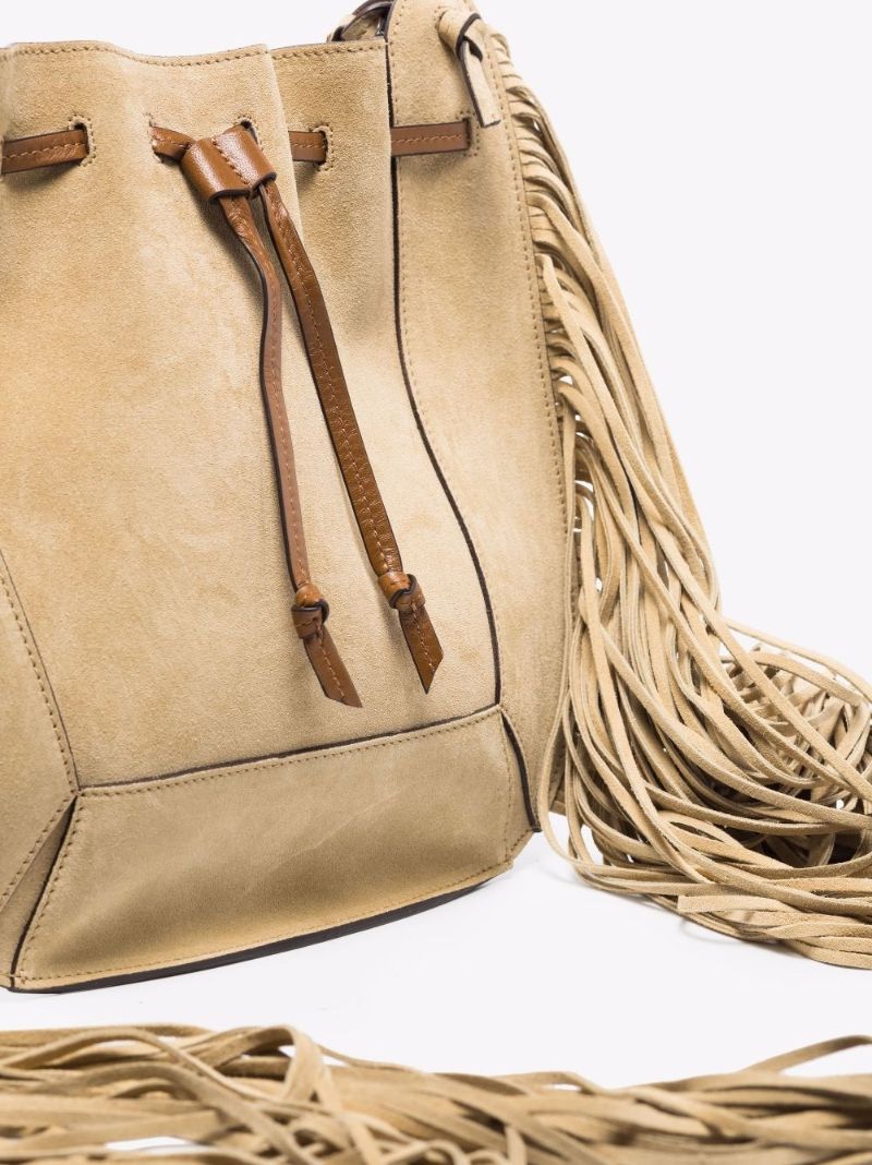 Neutral Oskaf Tasselled Suede Bucket Bag