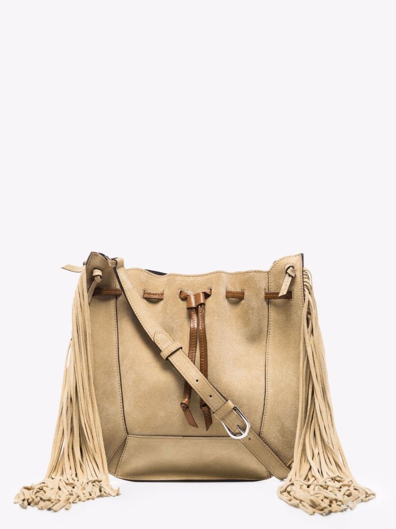 Neutral Oskaf Tasselled Suede Bucket Bag