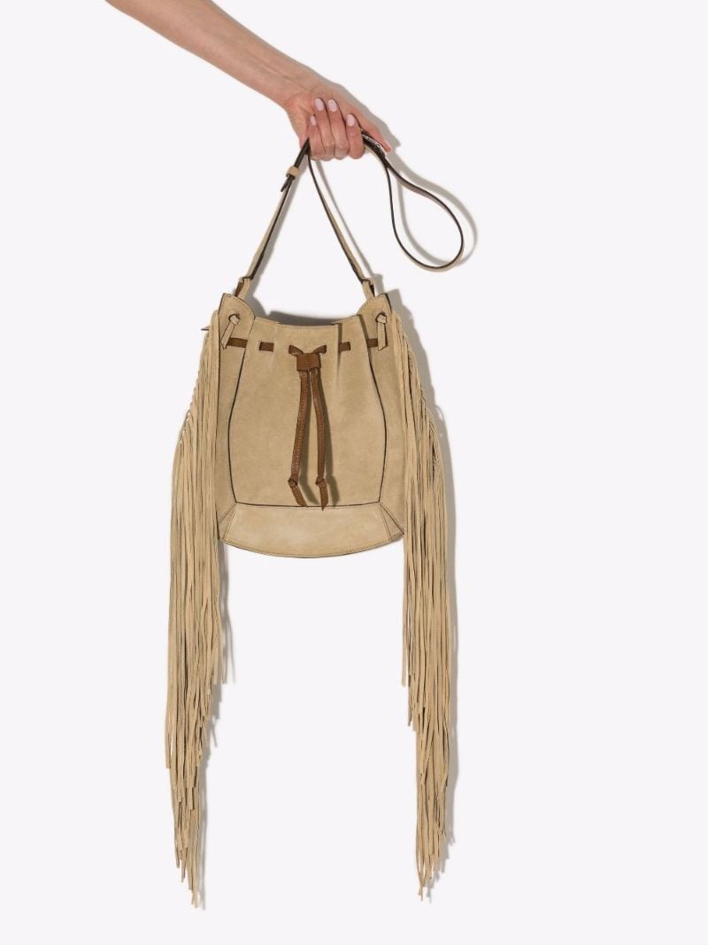 Neutral Oskaf Tasselled Suede Bucket Bag