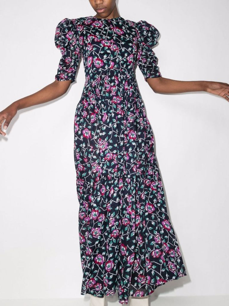 Sichelle Floral Print Cotton Maxi Dress