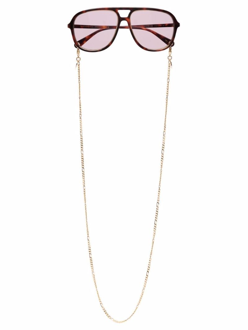 Brown Gg1077s Aviator-style Chain Sunglasses