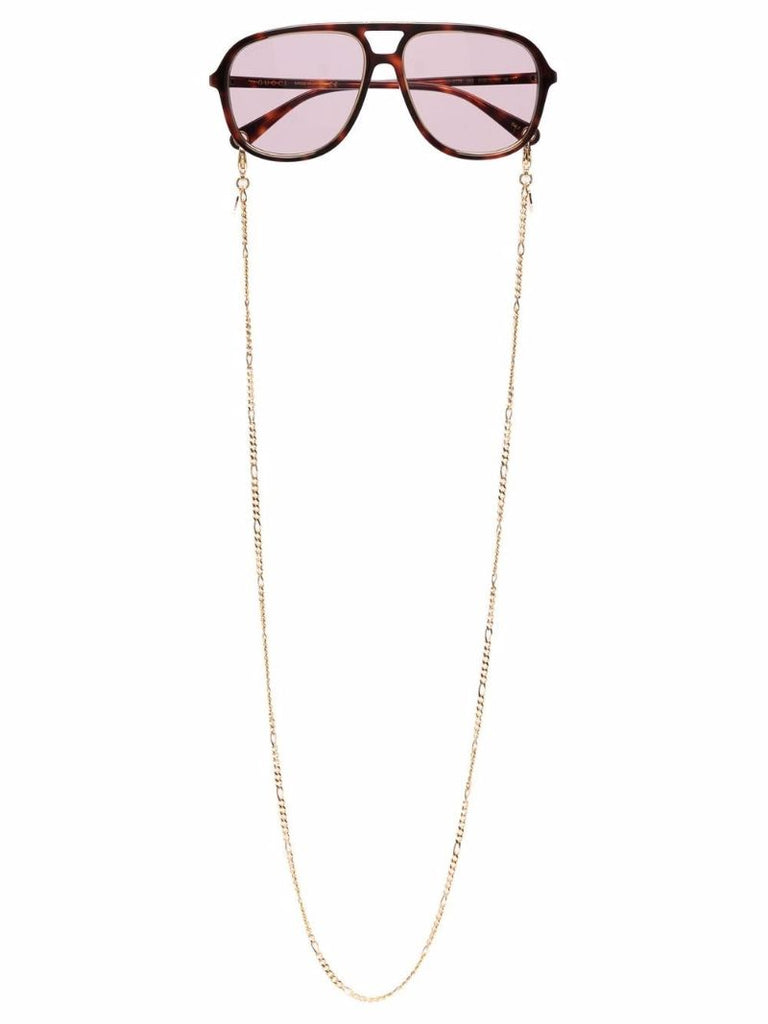 Brown Gg1077s Aviator-style Chain Sunglasses