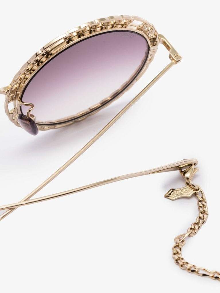Gold Tone Oversized Round Sunglasses