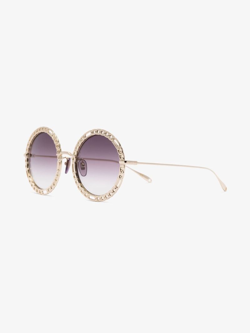 Gold Tone Oversized Round Sunglasses