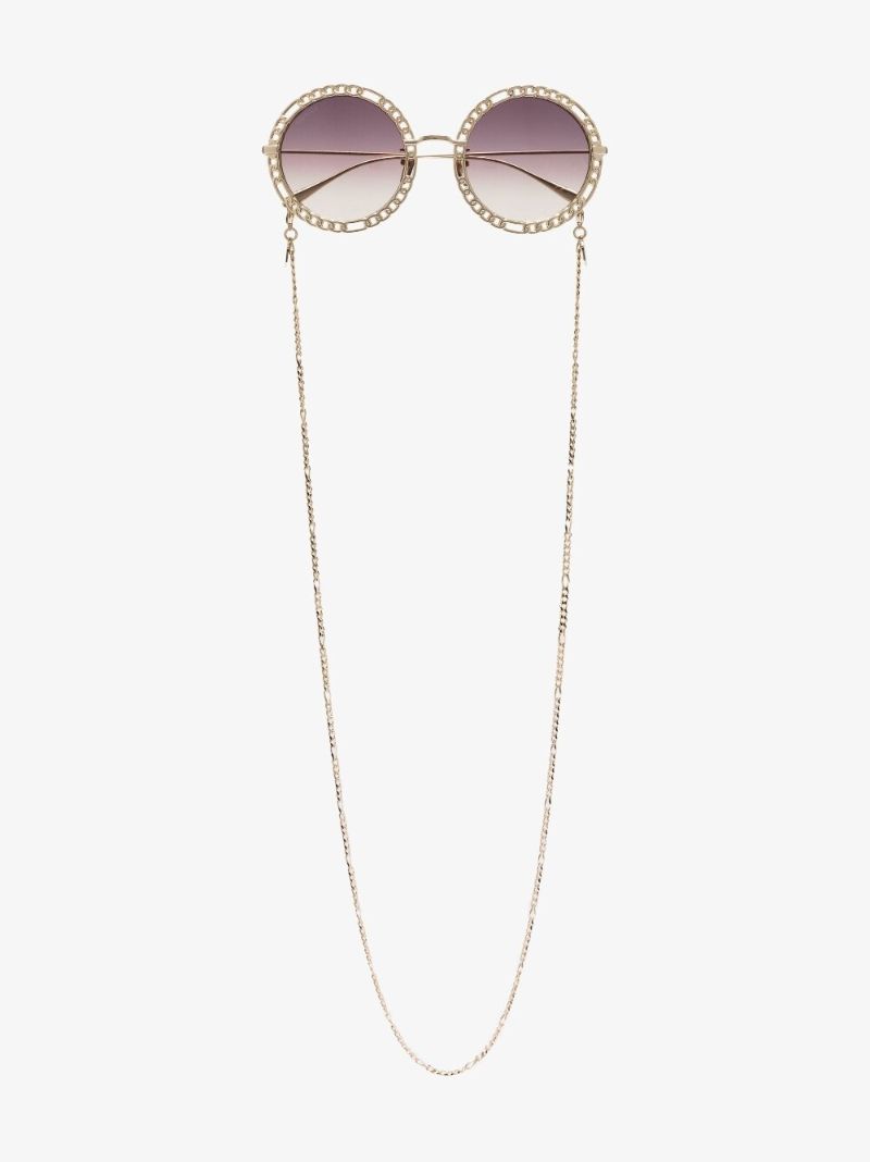 Gold Tone Oversized Round Sunglasses