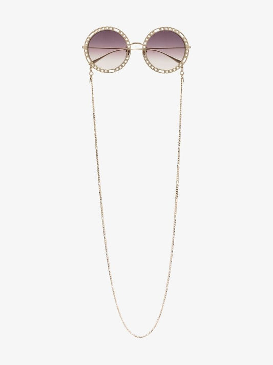 Gold Tone Oversized Round Sunglasses