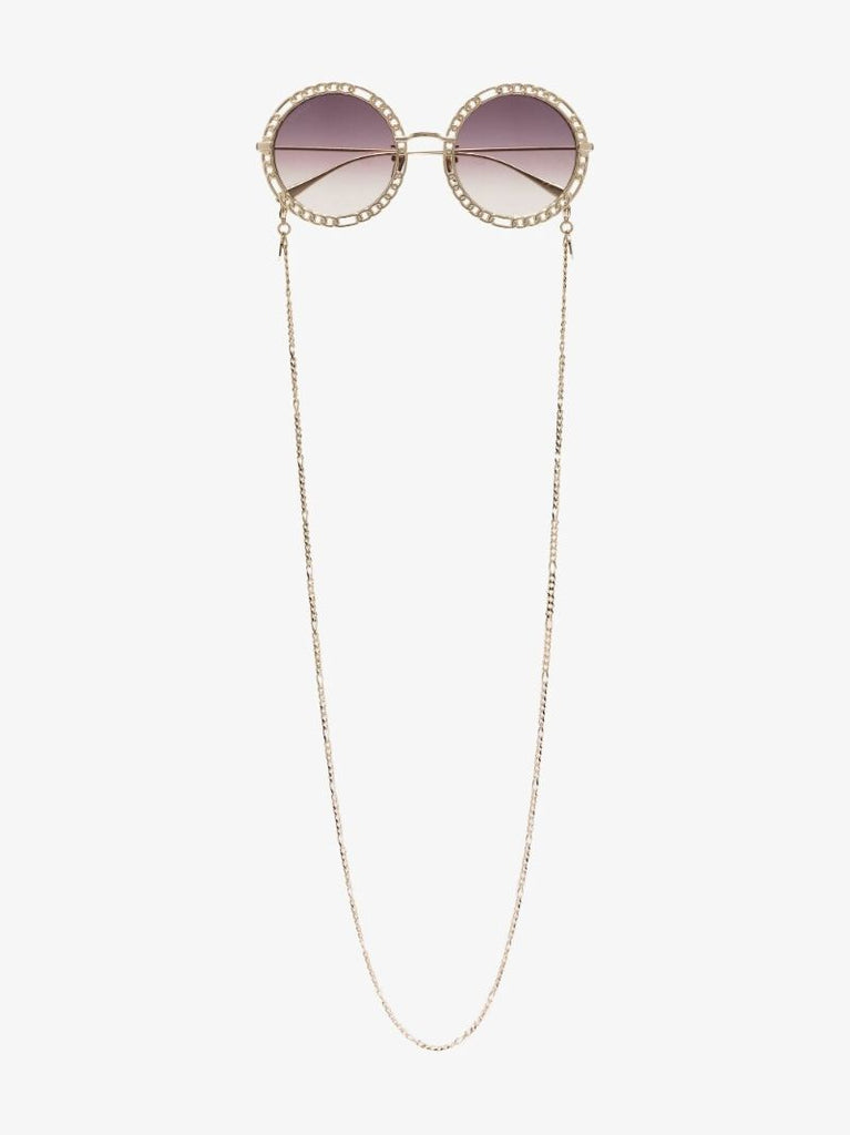 Gold Tone Oversized Round Sunglasses