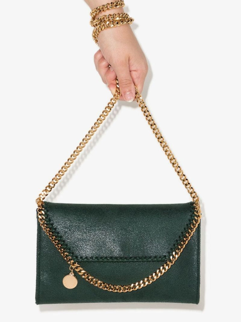 Green Falabella Mini Faux Leather Cross Body Bag