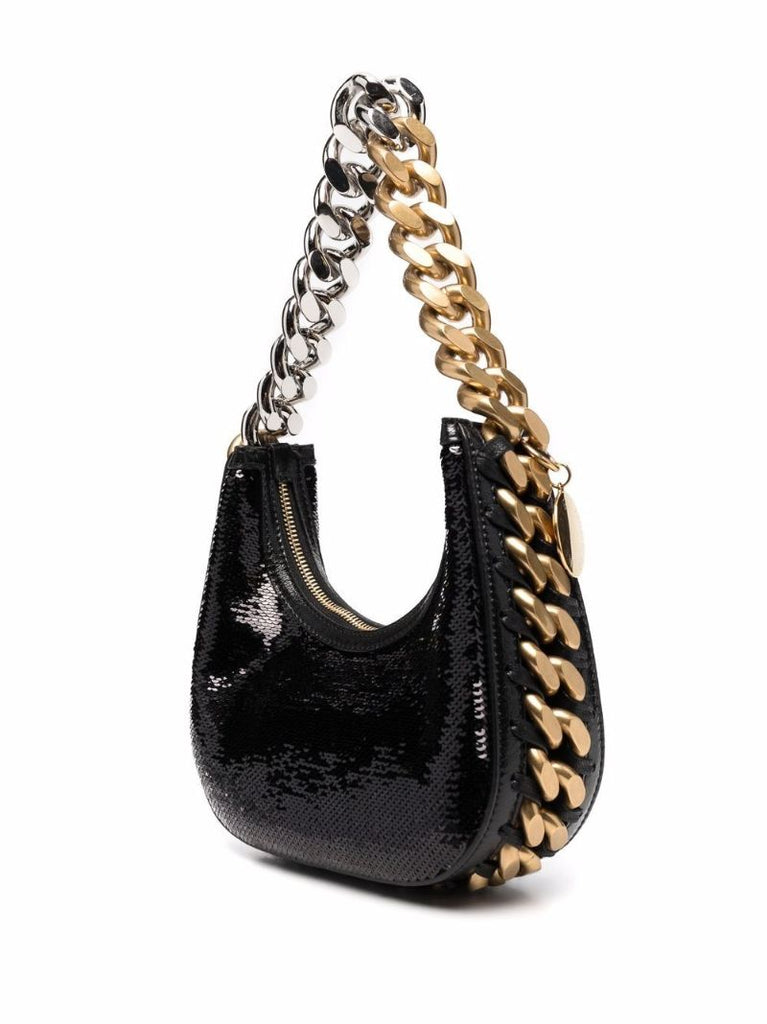 Black Frayme Sequin Shoulder Bag