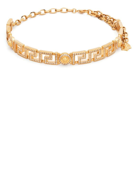 Gold-tone Medusa Crystal Choker Necklace