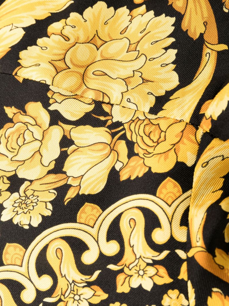 Yellow Barocco Silk Midi Shirt Dress