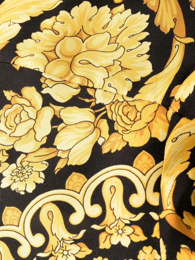 Yellow Barocco Silk Midi Shirt Dress