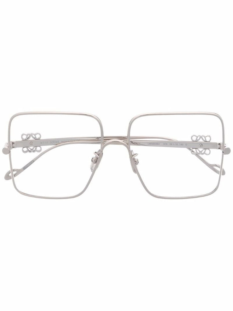 Silver-tone Oversized Square Optical Glasses