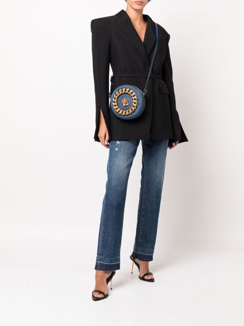 Blue La Medusa Denim Cross Body Bag