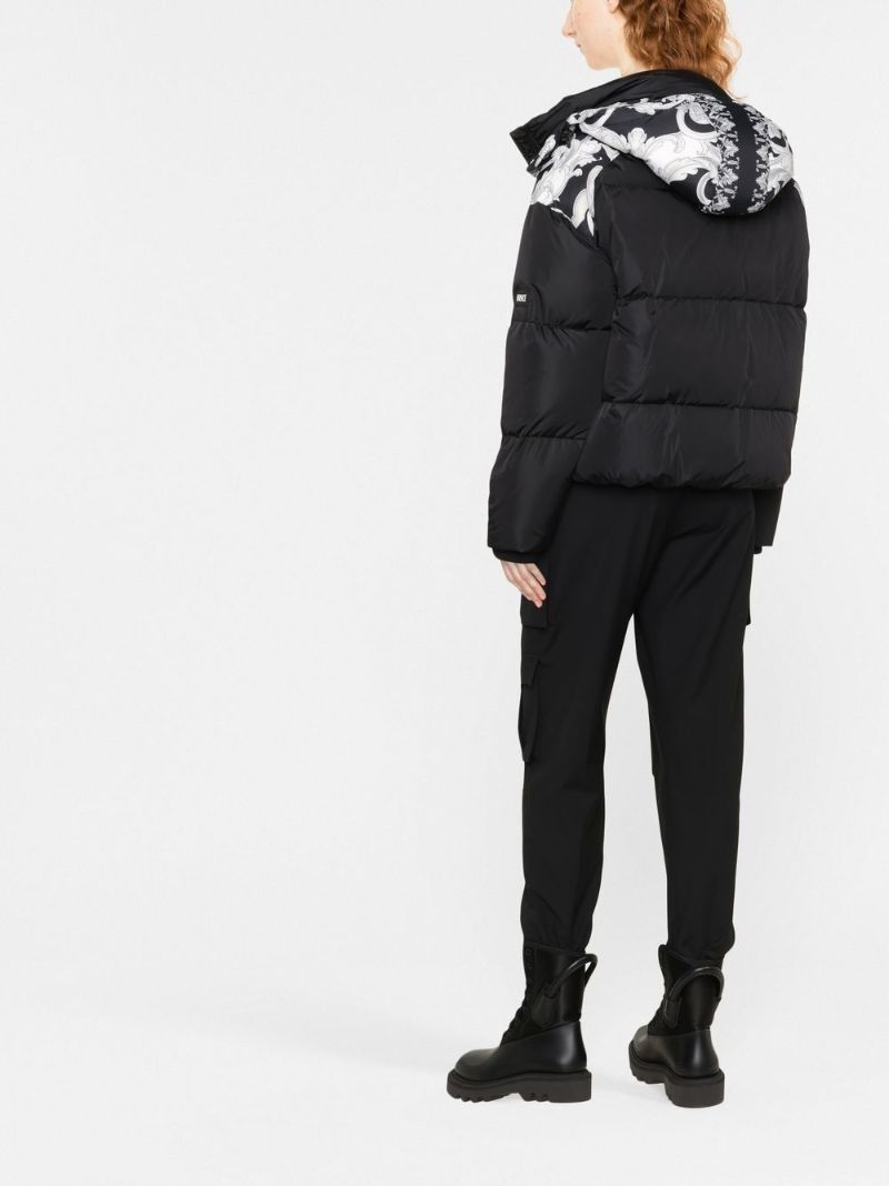 Black Baroque Trim Puffer Jacket