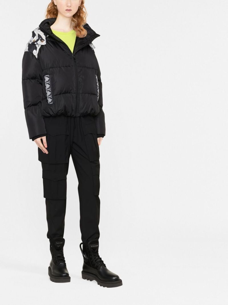 Black Baroque Trim Puffer Jacket