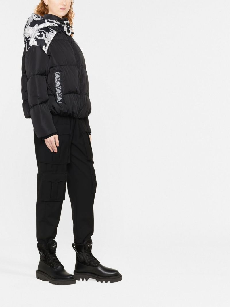 Black Baroque Trim Puffer Jacket