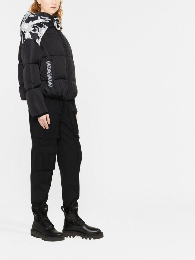 Black Baroque Trim Puffer Jacket