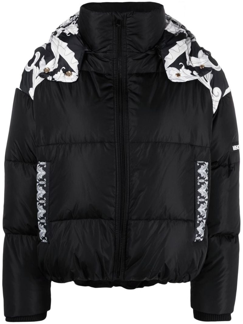 Black Baroque Trim Puffer Jacket