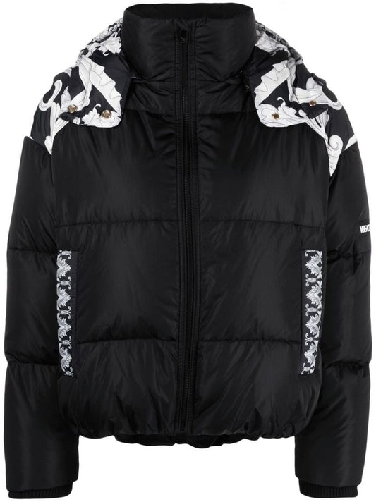Black Baroque Trim Puffer Jacket