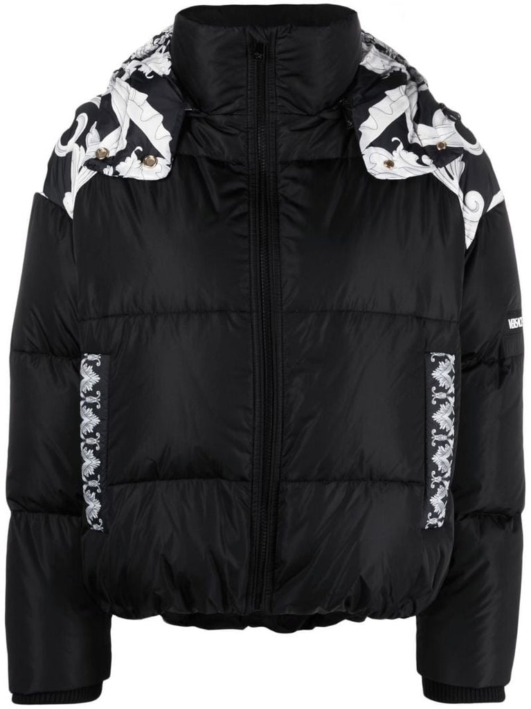 Black Baroque Trim Puffer Jacket