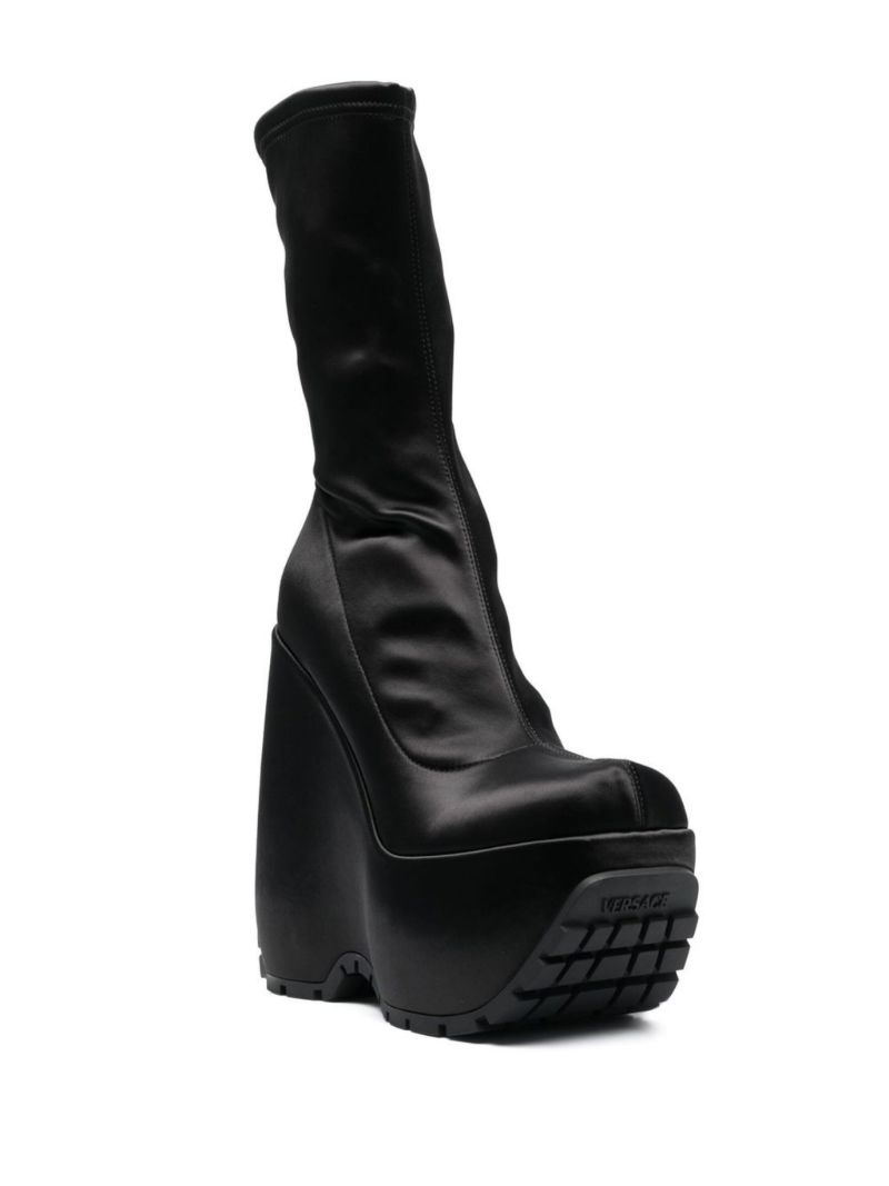 Black Triplatform 160 Satin Ankle Boots