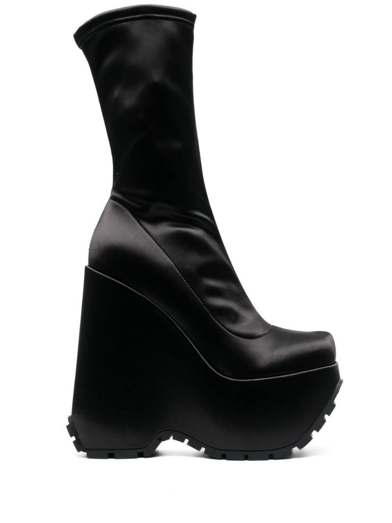 Black Triplatform 160 Satin Ankle Boots