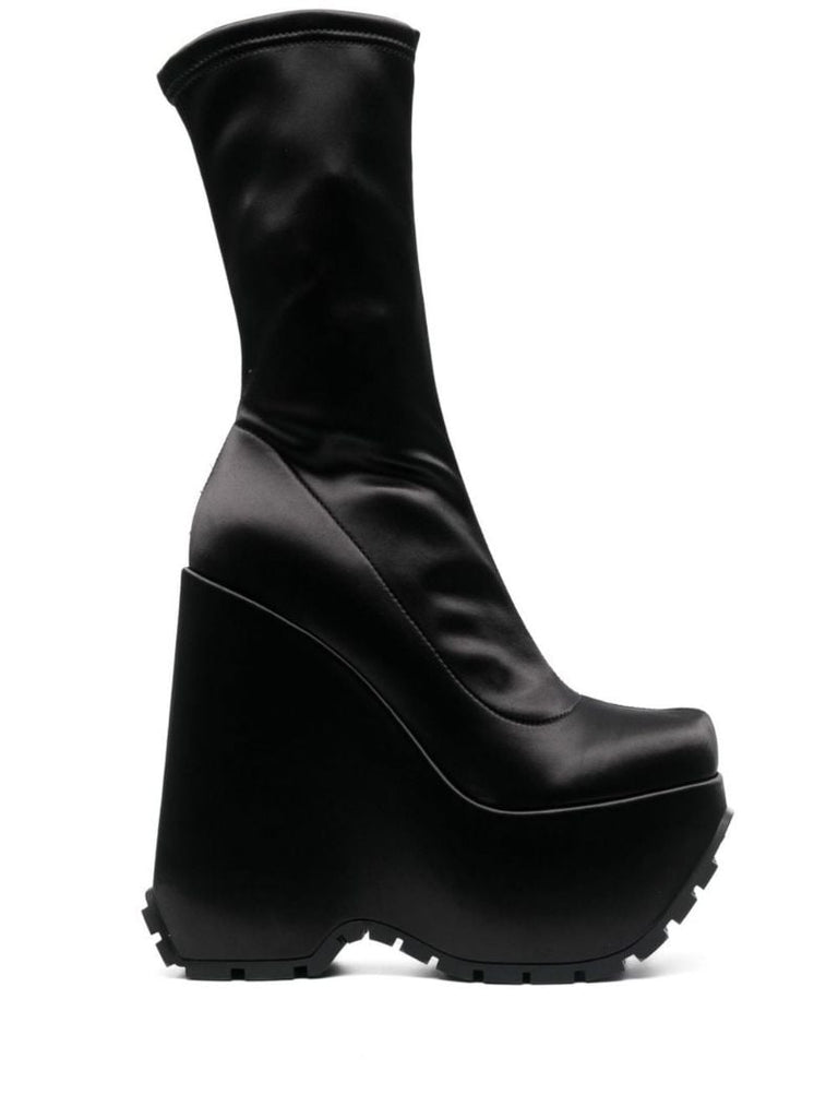 Black Triplatform 160 Satin Ankle Boots