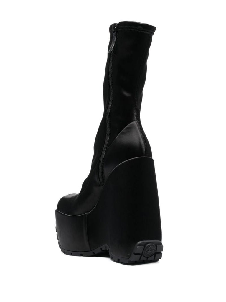 Black Triplatform 160 Satin Ankle Boots